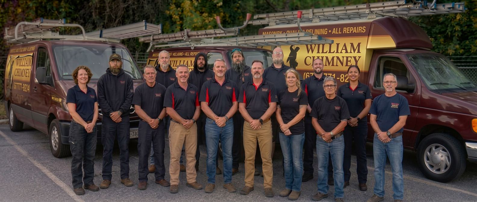 William Chimney team in front of service vans